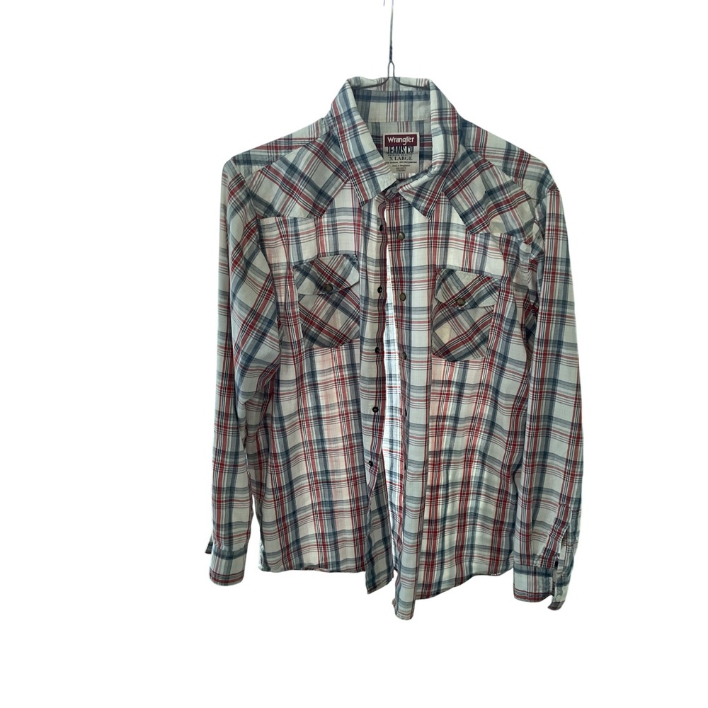 Wrangler Jeans Co. Western‎ Plaid Shirt Long Sleeve PearlSnap Button Up XL